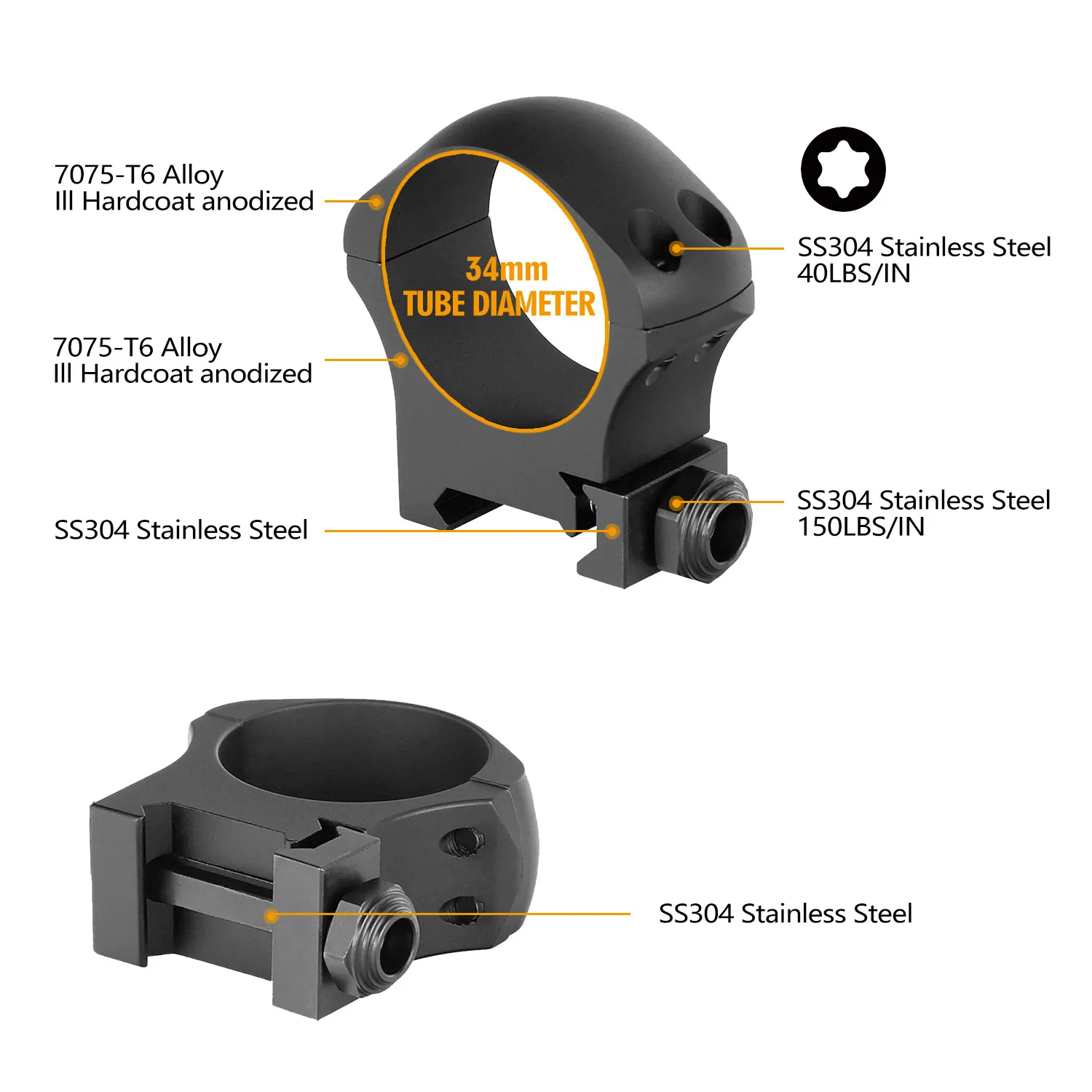 Ohhunt Custom OEM 7075 Aluminum High Quality Low Profile 34mm Scope ...
