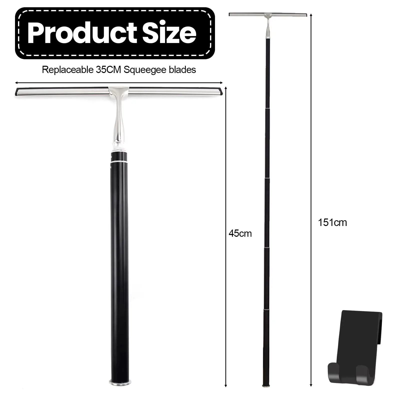 Allpurpose Shower Squeegee Telescopic Scraper Retractable Silicone Shower Squeegee Wholesale Floor Wipers Black Stainless Steel
