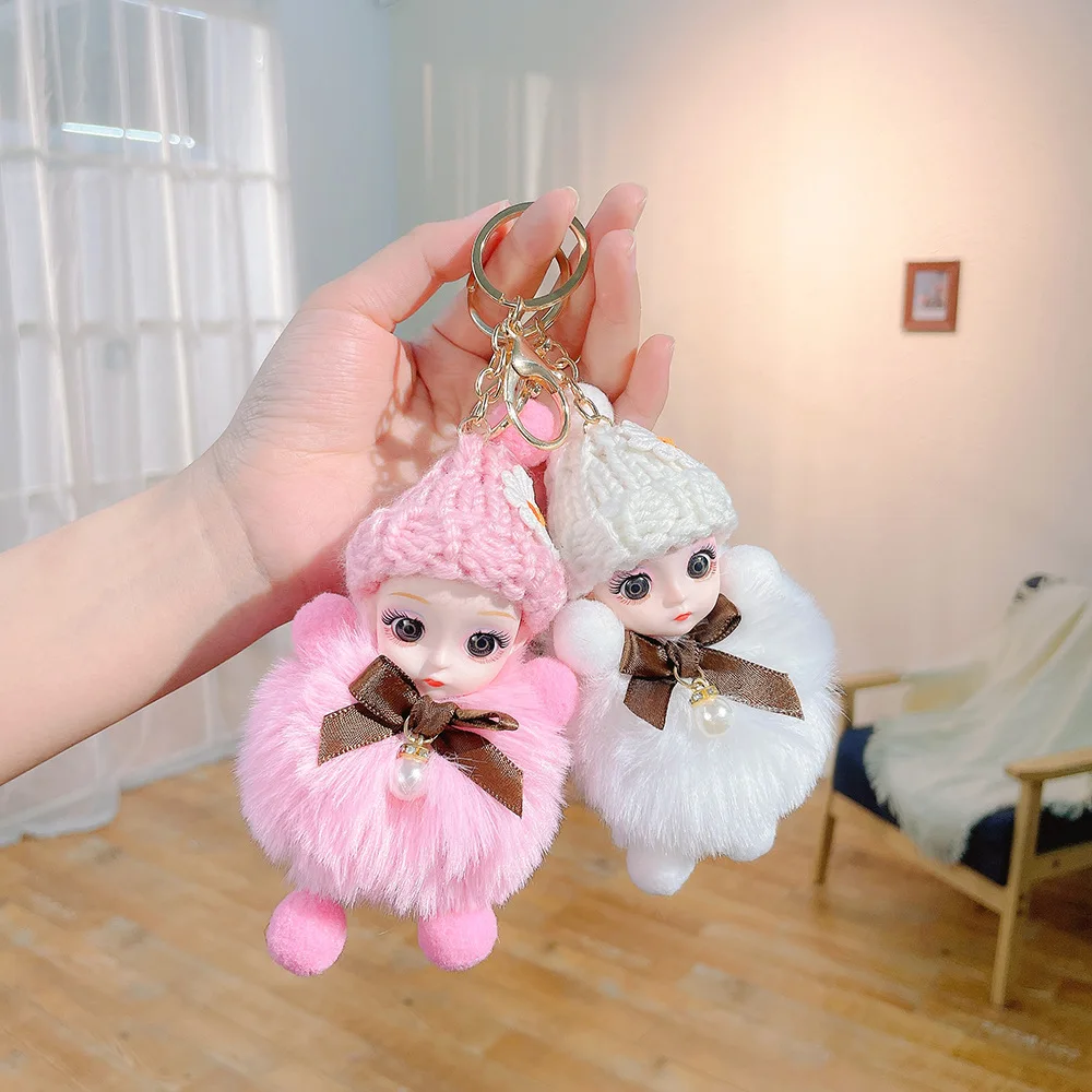 Plüsch Hairball Schlüsselanhänger – Baby Doll Anhänger In Pink, Weich & Süß, Für Schlüssel & Tasche