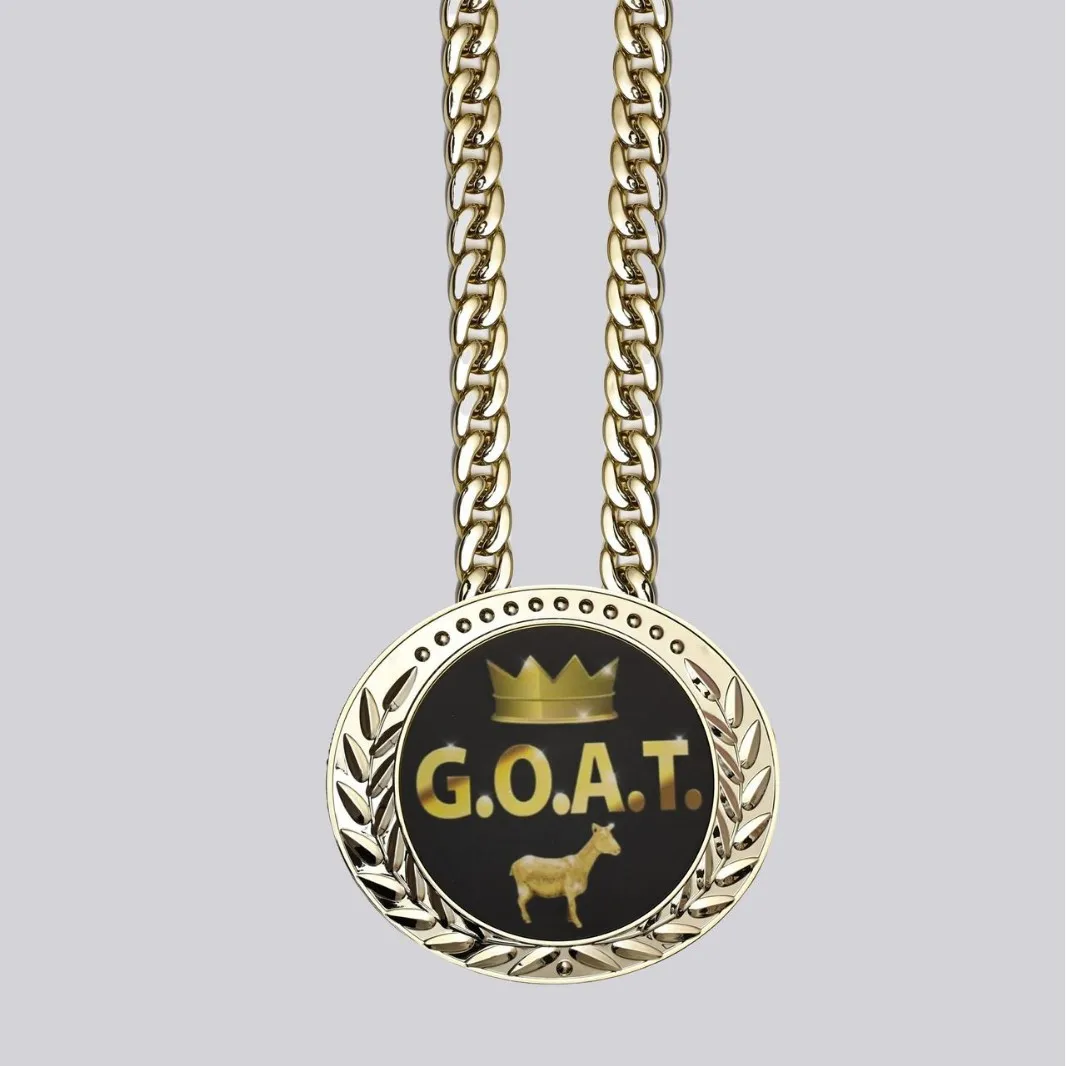 Greatest of All Time Turnover Chain Big Gold Awards Medal Goat Trophy Necklace Champion Chain for Football