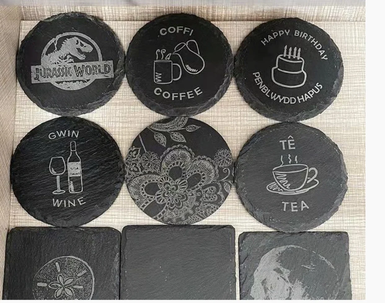 Customized Blank Black Natural Stone Square Slate Coasters Bulk Buy