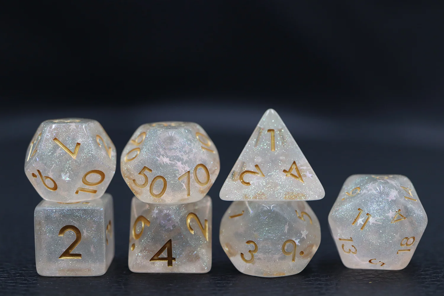 7-Pack 20-Sided Polyhedral Clear Resin Dice Set Low MOQ D20 for DND RPG Table Game factory
