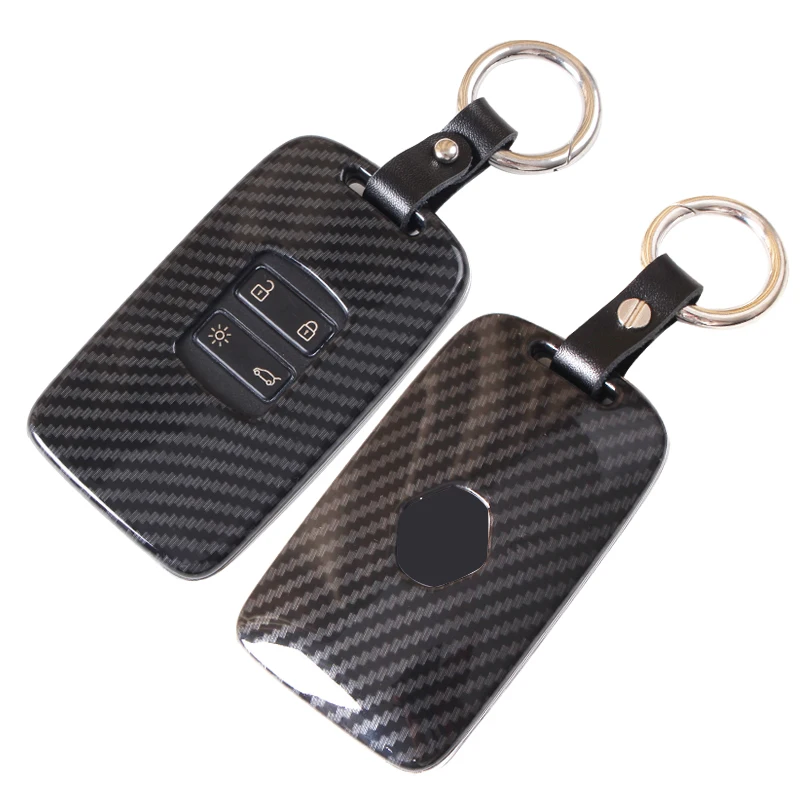 Carbon Fiber Key Keychain Cover For Renault Koleos Megane Kadjar Talisman Espace