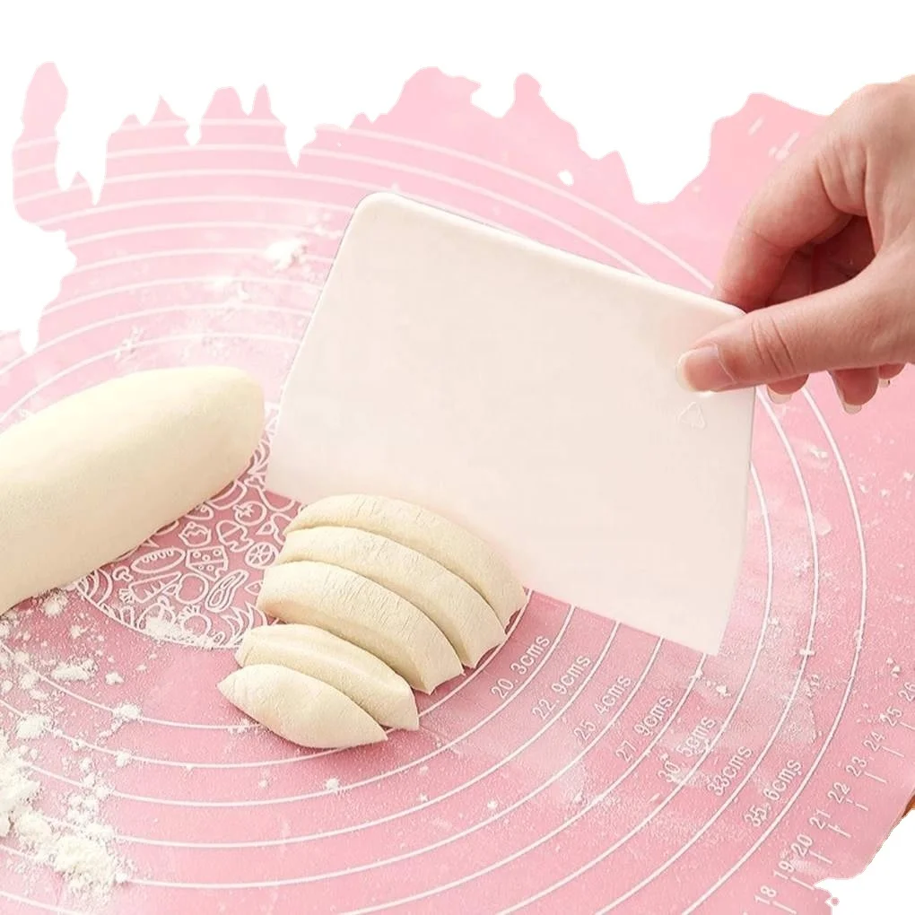 White Trapezoidal Pastry Dough Scraper Cutter Plastic Baking Cake Kitchen Tool