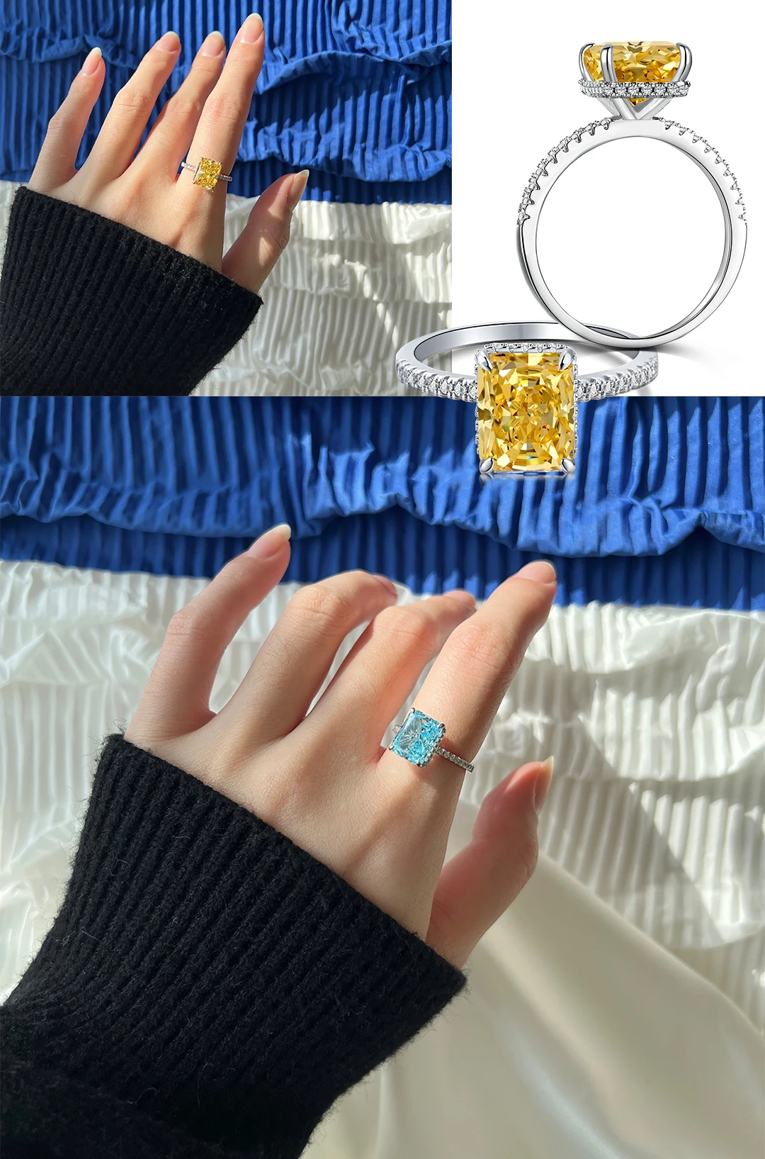 KAKODIY Customized High Quality Colorful Wedding Zircon Ring 925 Sterling Silver Ring Promise Simple Engagement Cubic Zirconia Ring Jewelry detail 6