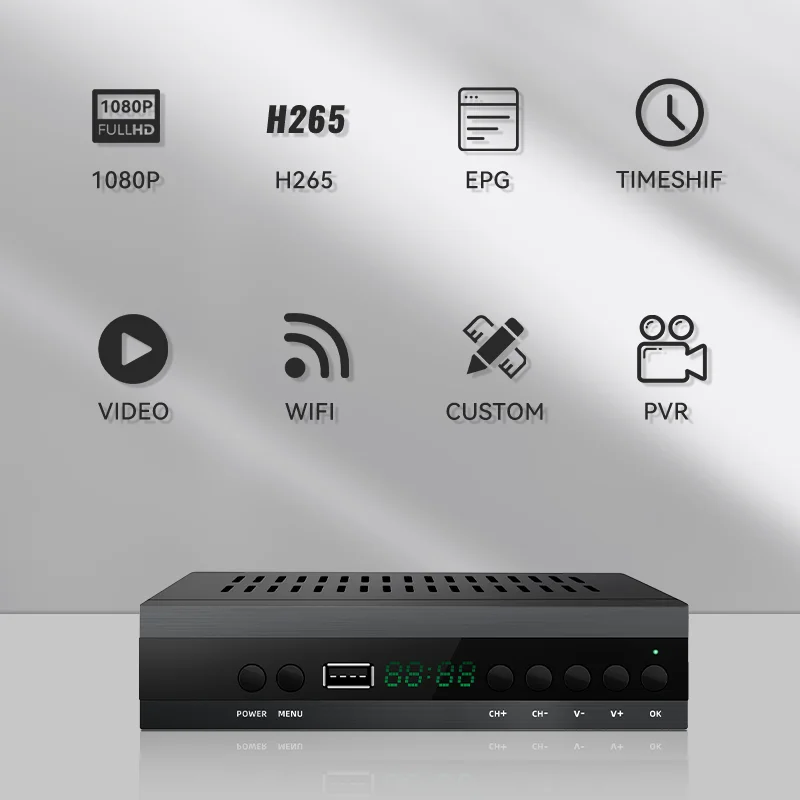 TDT TV Decoder DVB T2 H265 Digital TV Receiver Sacrt Out FTA 1080P Set Top Box