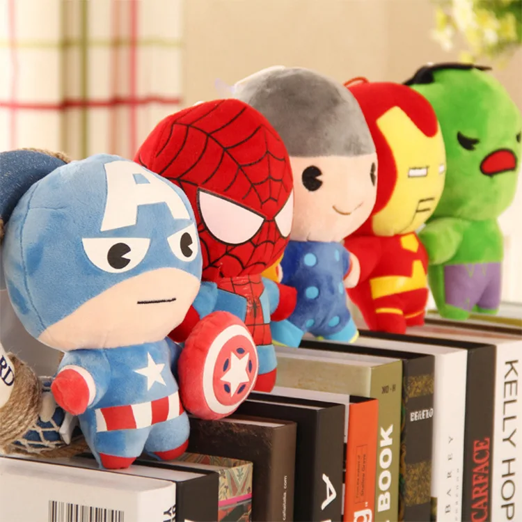 Factory Wholesale 17-20cm Super Heroes avengeres anime Stuffed Plush Toy Spider-man Iron mans Captain Crane Machine Plush Doll