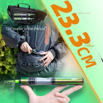 Fishing Fan Ultra Short Mini Telescopic Carbon Road Rod Portable Micro Quick Shark Horse Mouth Rod Set Fishing Tackle – Rod – view 5
