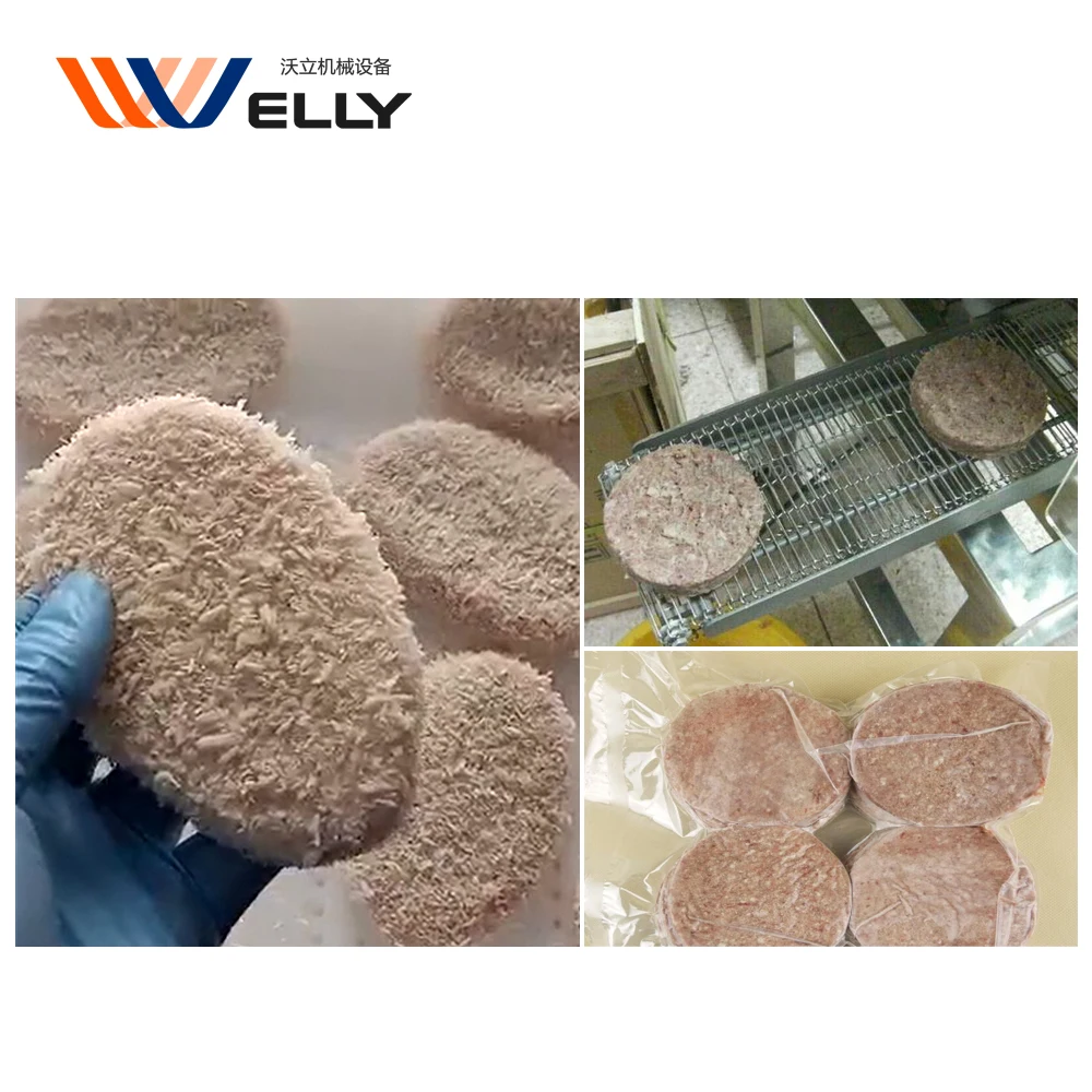 Automatic Avocados Predusting Batter Chicken Breading Machine Burger Production Line