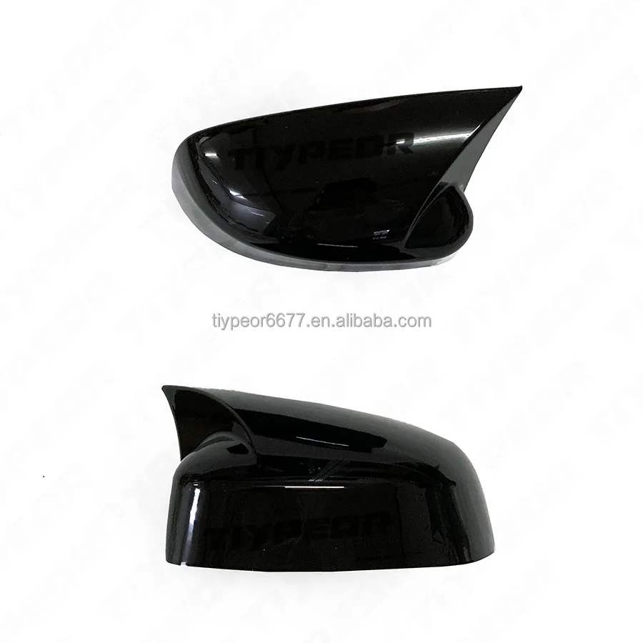 product tiypeor 2pcs glossy black rear view side mirror horns cover trim for ford focus 2012   2018   exterior accessories body kits-8