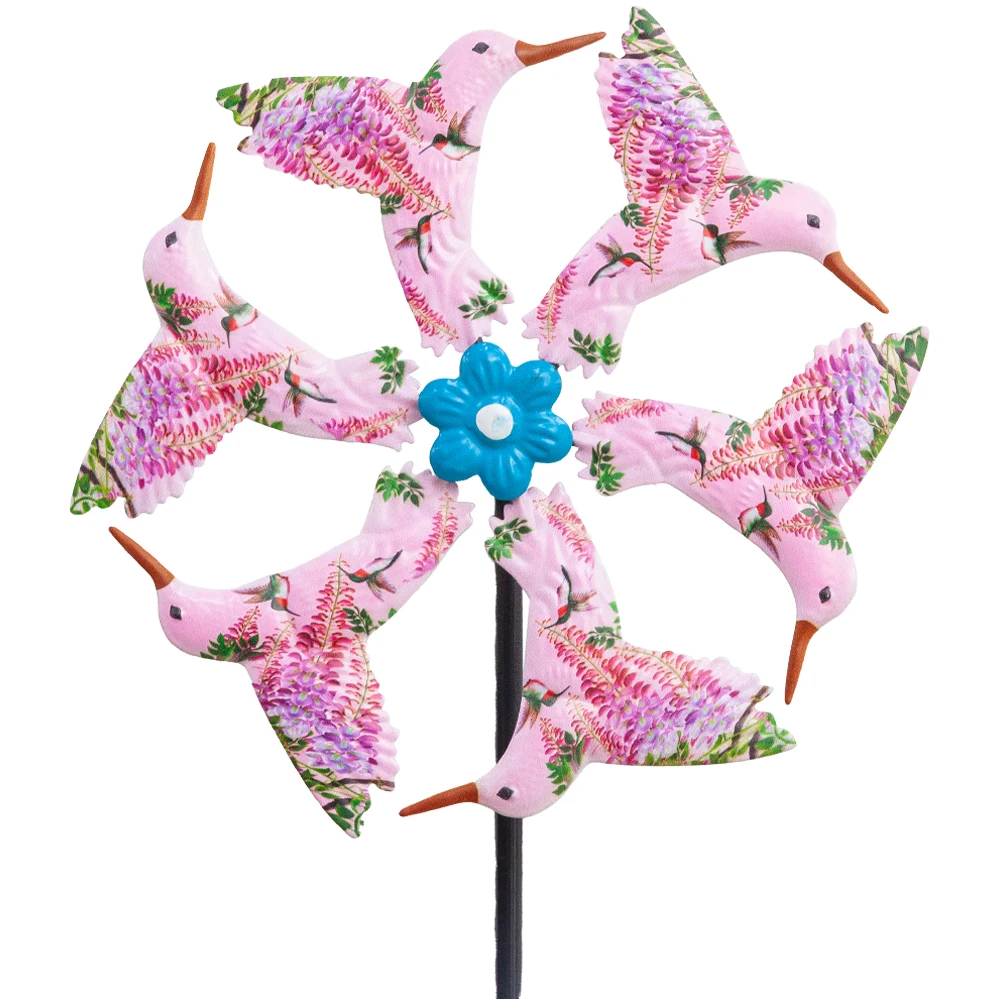 Kinetic Windmills Catchers Wind Spinner Hummingbird Garden Stake Outdoor Metal Windmill,Single Direction Wind Sculptures
