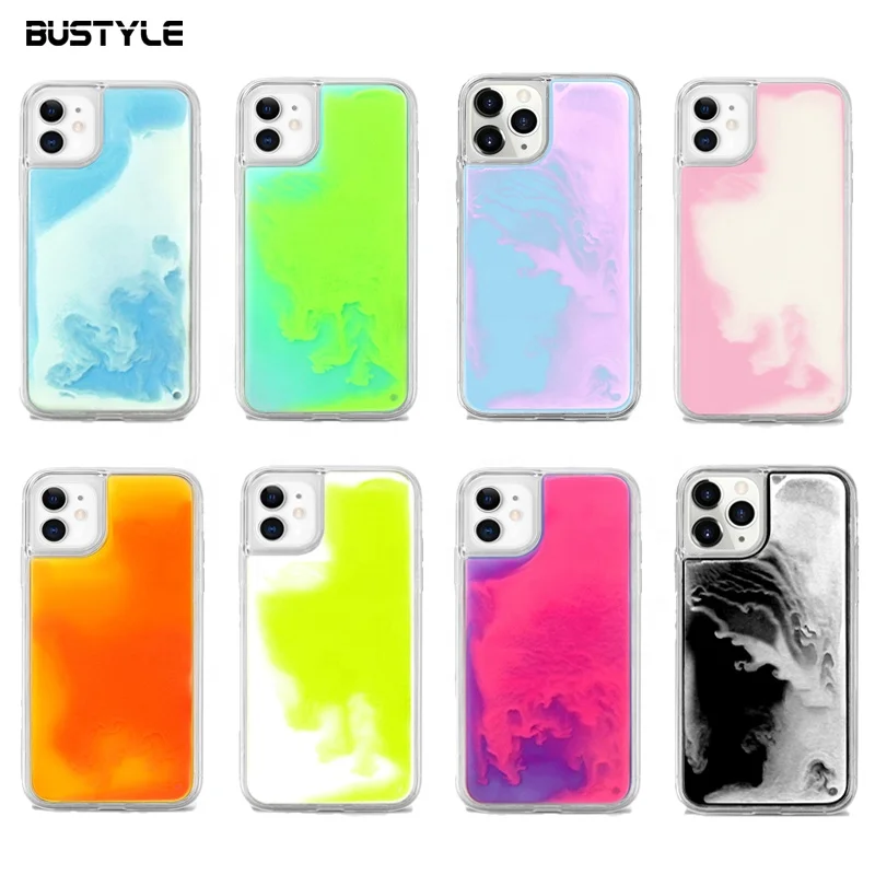 Quicksand Glitter Luminous Neon Mobile Phone Cover For Iphone 11 Liquid 