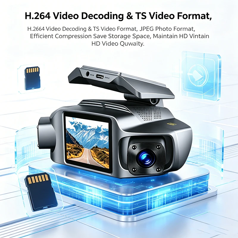 VIEVGUARB GT810 Dash Cam Parking Monitor Loop Recording Night Vision G-Sensor App Control 1080P 360 No Blind Spot IR Built-in