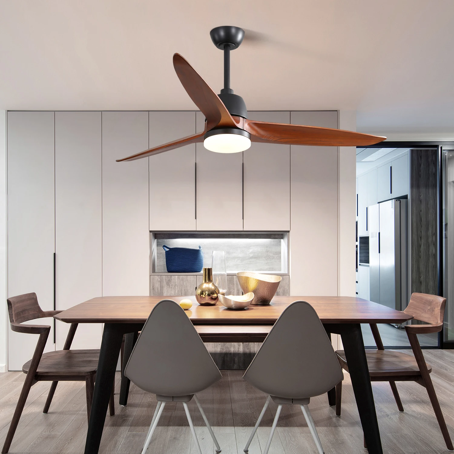 Energy Saving Electric Remote Control Led Crystal Chandelier Ceiling Fan With Light