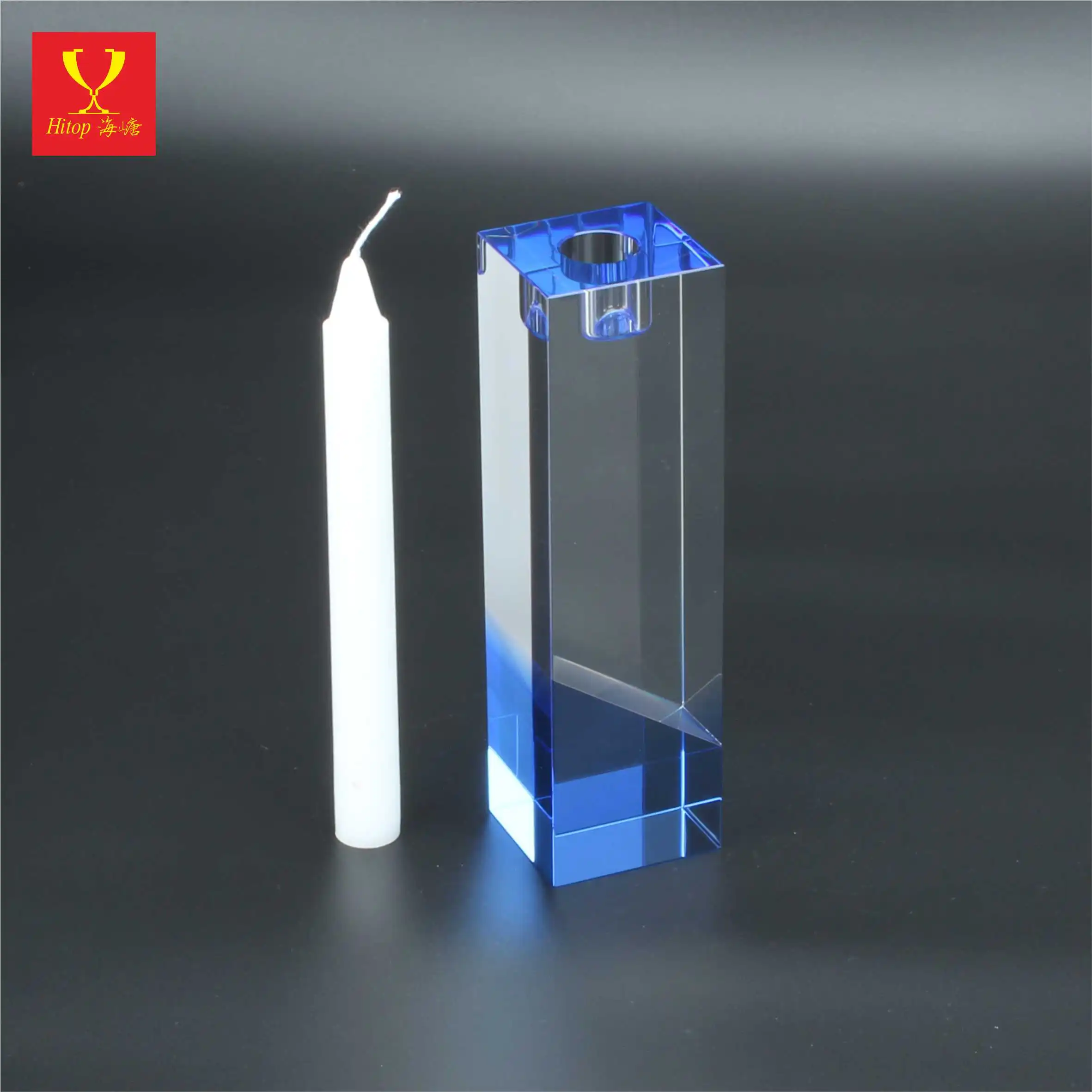 Hitop Design K9 Crystal Candle Holder Romantic Wedding Blue Decorative