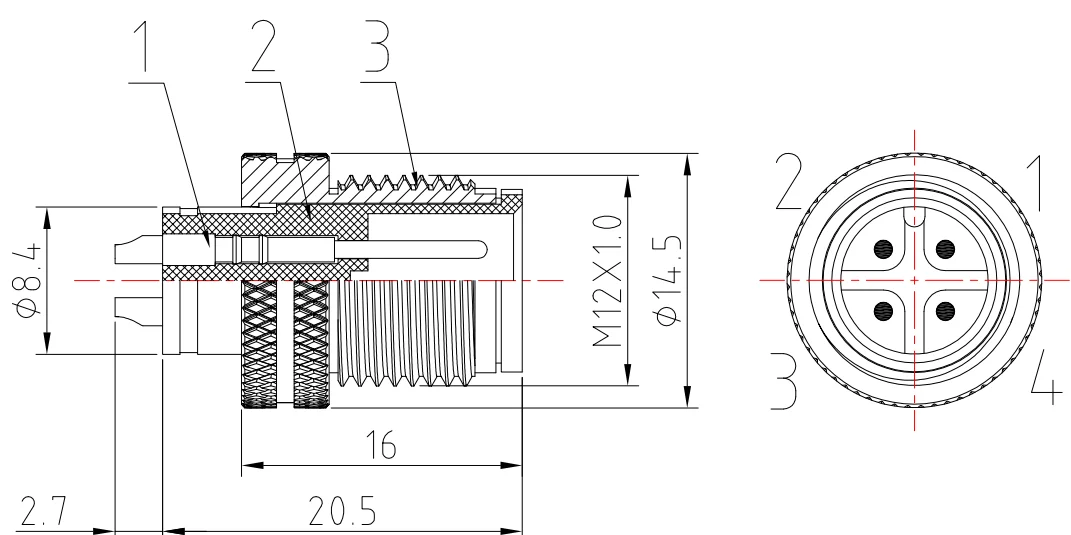 Ip67 Waterproof 4pin A Code Connectors Knurling m12 4-Pin Wire Cable Straight Male m12 Mold Connector