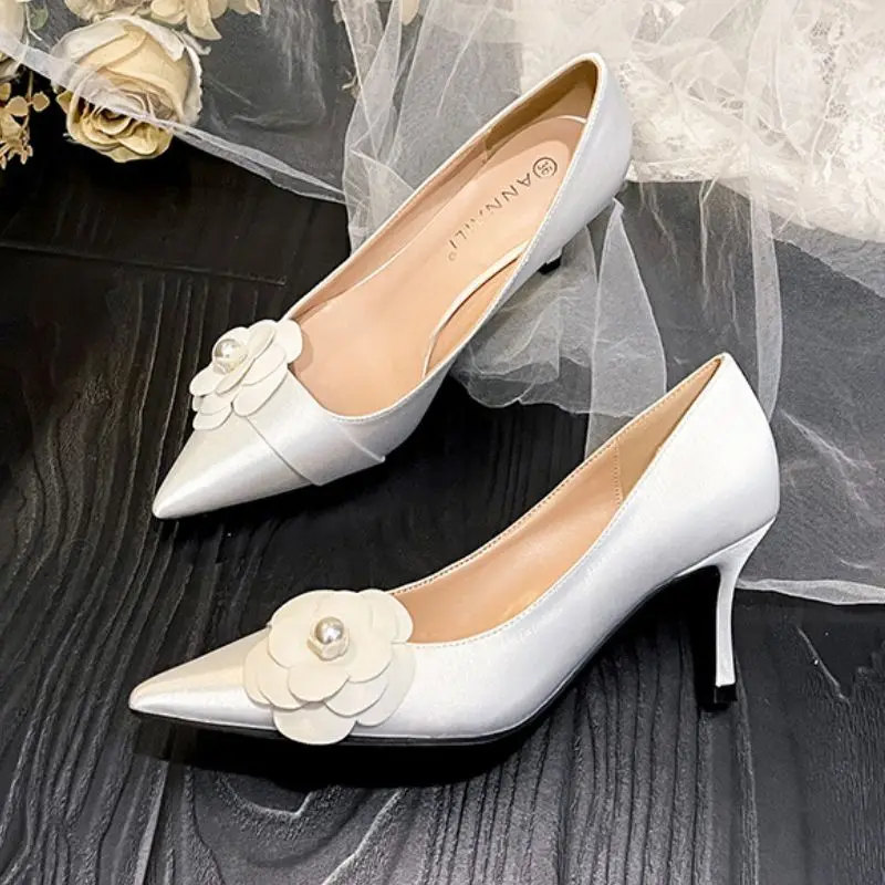 7CM Factory Wholesale 32-43 Pumps Latest Design Bowknot Elegant