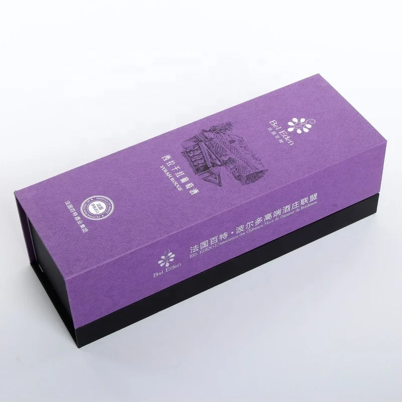 Wholesale Custom Luxury Cardboard Paper Magnetic Single Red Wine Bottle Gift Packaging Box