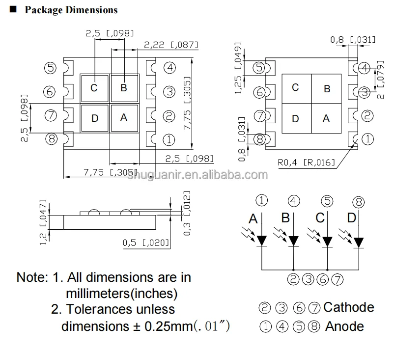 Fourquadrant Photodiode,Pda5927,Four Quadrant Optoelectronic Detection