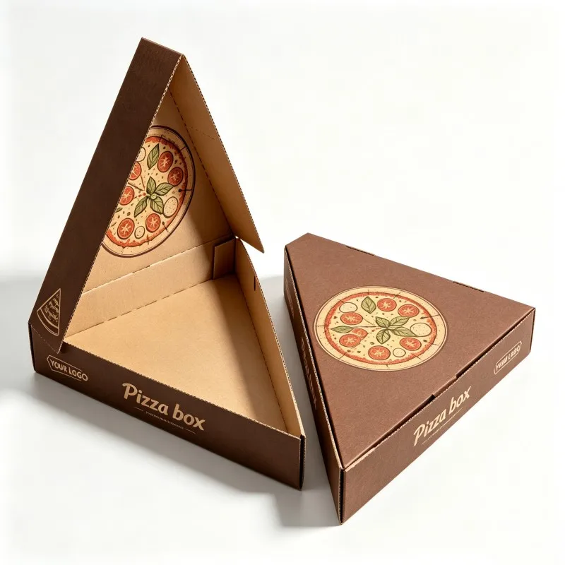Individuell bedruckter Karton für eine einzelne Pizzascheibe mit Logo, umweltfreundlicher dreieckiger Karton aus Kraftpapier für Takeaway, lebensmittelechter Einzelkarton für Pizzascheiben