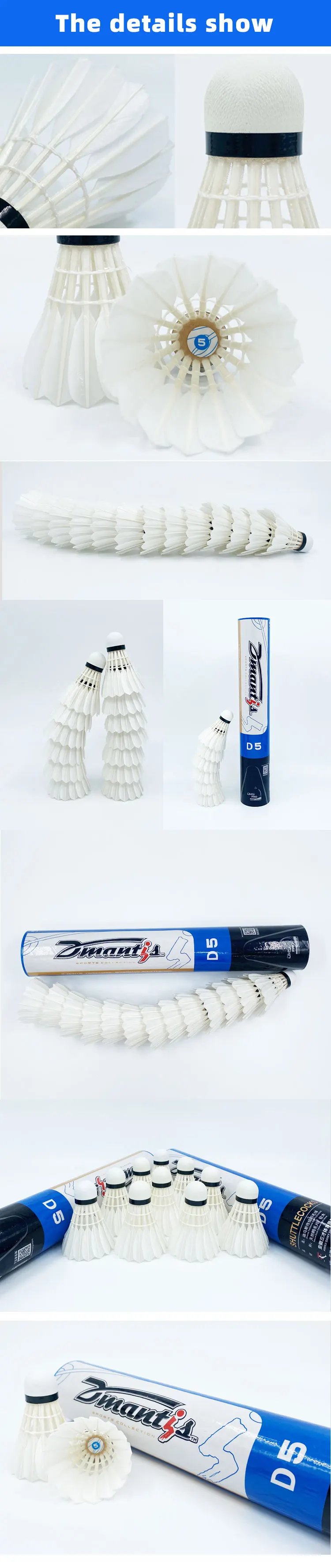 Class a duck feather professional tournament badminton shuttlecock for professionals factory