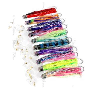 Acrylic Head Trolling Lures 6/0 7/0 9/0 Hook Big Game Lures Octopus Skirt Trolling Bait with Lead Pendant Spring – Trolling Lure – view 2