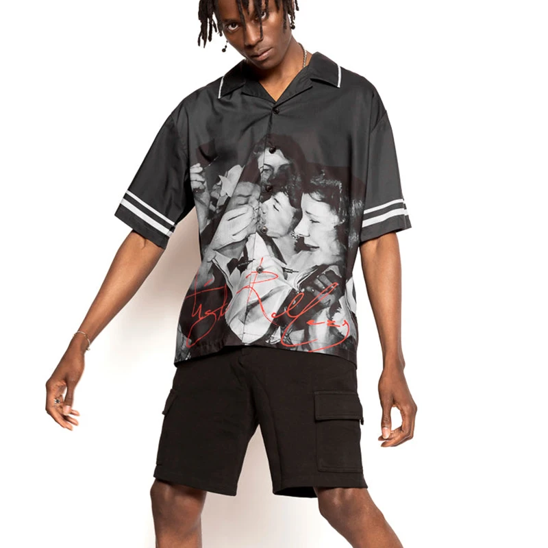 Мужские повседневные рубашки с коротким рукавом на пуговицах сублимационная рубашка принтом