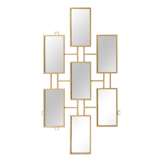 Nordic interior luxury wall decoration mirror rectangular metal frame wall dressing mirror