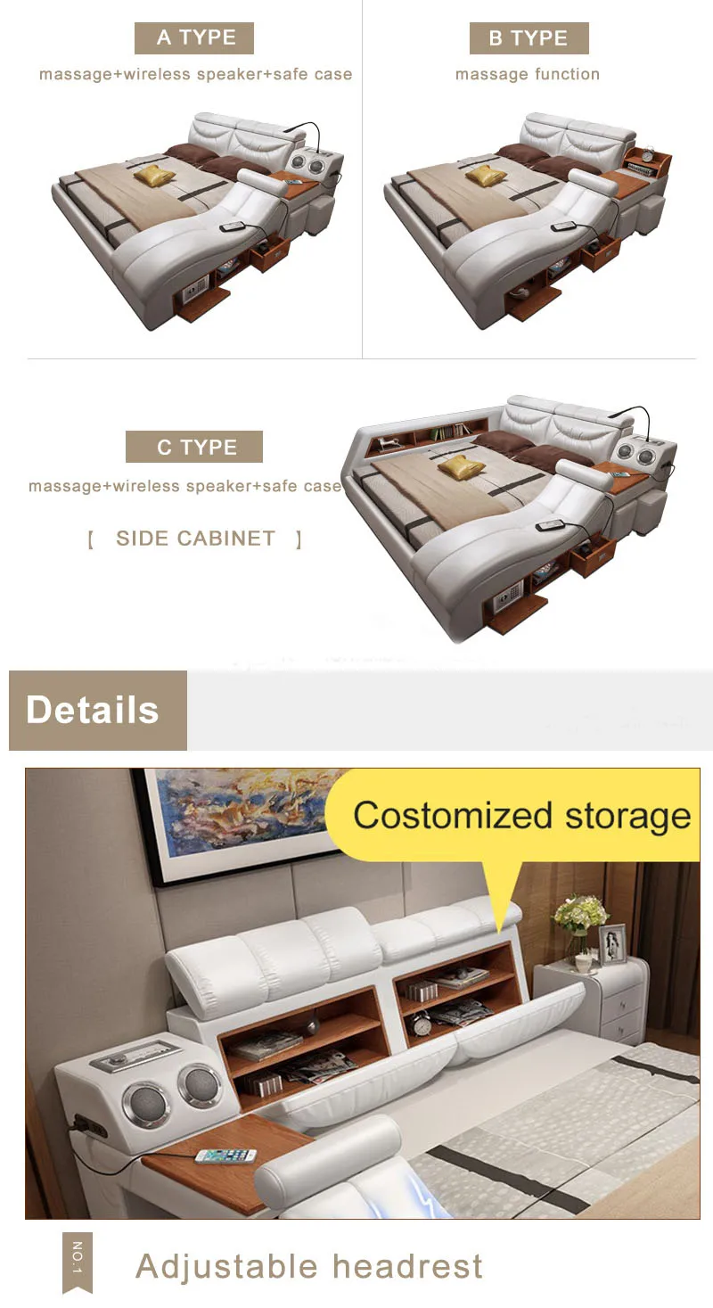 Multifunctional Smart Bed - All in One Bed Frame with Massage