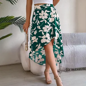 Clothing Manufacturer Wholesale Women's Clothing Flower Ruffled Mid-length Asymmetrical Skirt Elegant Women's Skirt