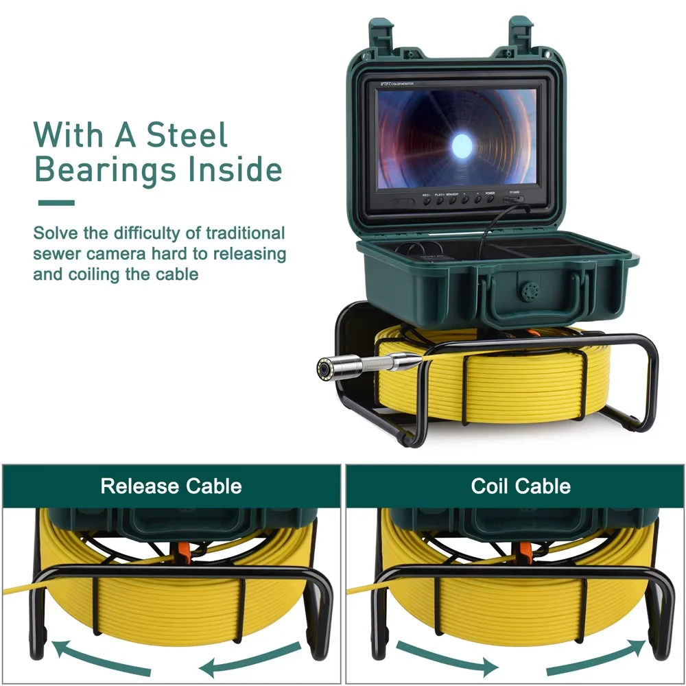 9Inch Drain Pipe Inspection Sewer Camera  512 HZ Self Leveling Industrial Endoscope 23 mm Head Sewer Camera Pipe with Locator factory