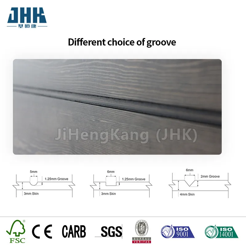 JHK-FC08 Melamine Door Wood Grain With groove Flat Modern Interior Doors MDF Board Interior Doors Interior Quality Is Good