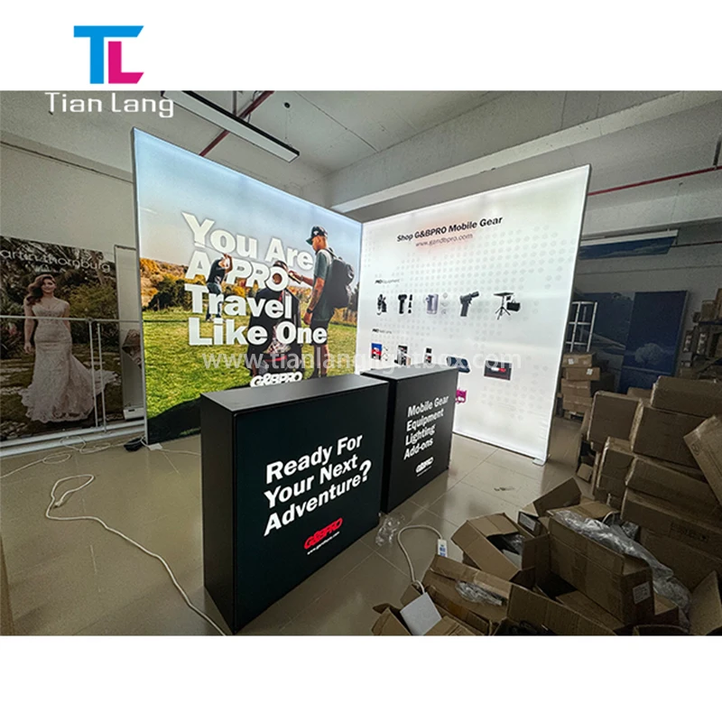 TianLang განვითარებული სამაგრი ფაბრიკის ტრადშოუ რეკლამული აღჭურვილობა LED მეტალურგიული სვეტის ბოქსი სტანდი სამაგრი სვეტის ბოქსი