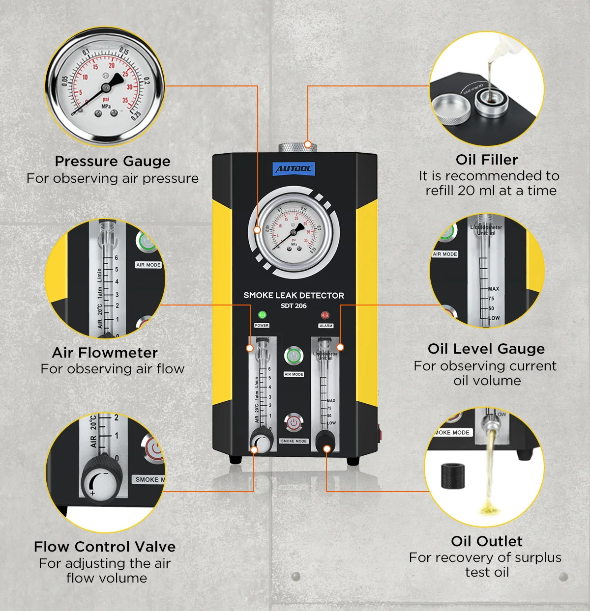 Sdt206 Auto Smoke Leak Detector Engine Pipe Systems Intake Exhaust