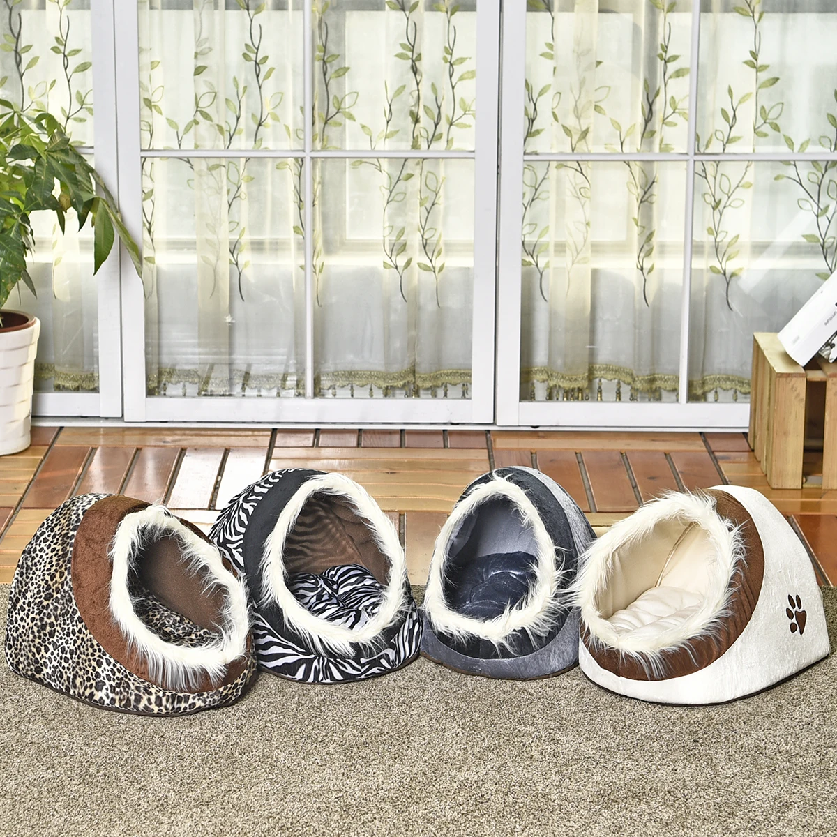 Удобные разноцветные цвета моющийся уютные Съемный ПЭТ пещера кровать, Роскошная искусственная замша кошка кровать