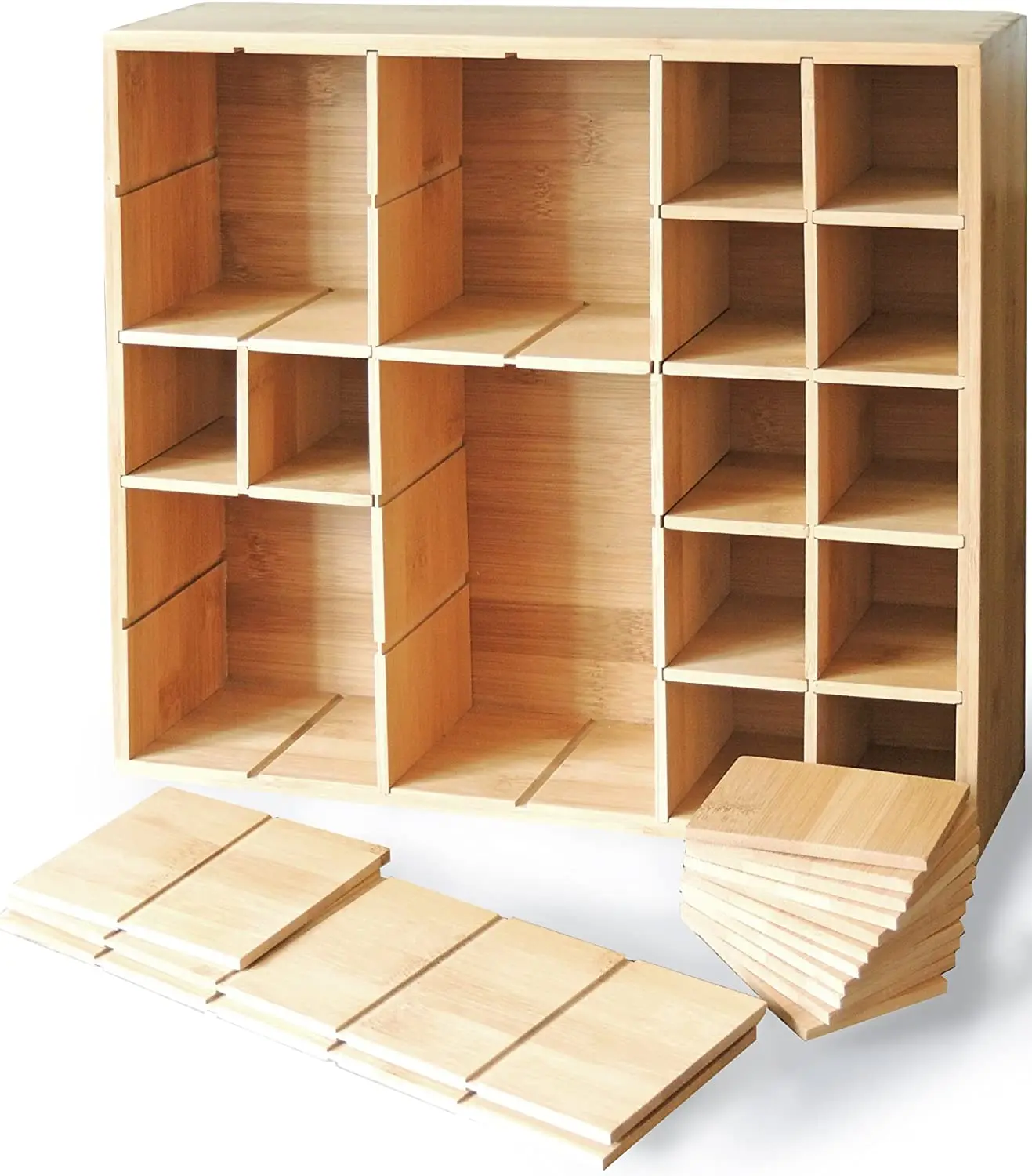 Cookbook People Multikeep Adjustable Shelf - Spice Rack, Floating Shelf, Figurine Shelf  Cabinet or Drawers - Bamboo Wood