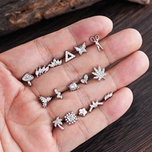20G Cartilage Tragus Helix Piercing Jewelry Earring Studs for Women Stainless Steel Screw Back Stud Earrings Jewelry