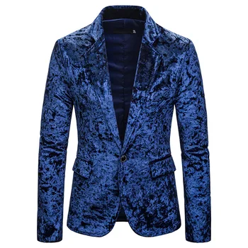 Men's Casual Velvet Single Button Suit Coat European Men's Plus Size Suit Men