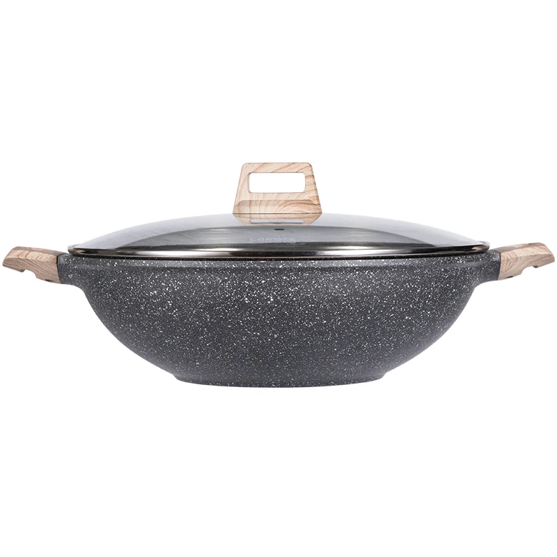 Carote Nonstick Woks and Stir Fry Pans with Glass Lid,Granite
