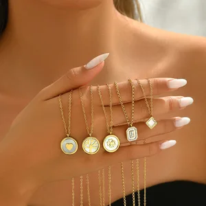 Stainless Steel Women's Sporty Love Necklace Entry Luxury Life Tree Four-leaf Clover Fritillaria Diamond Small