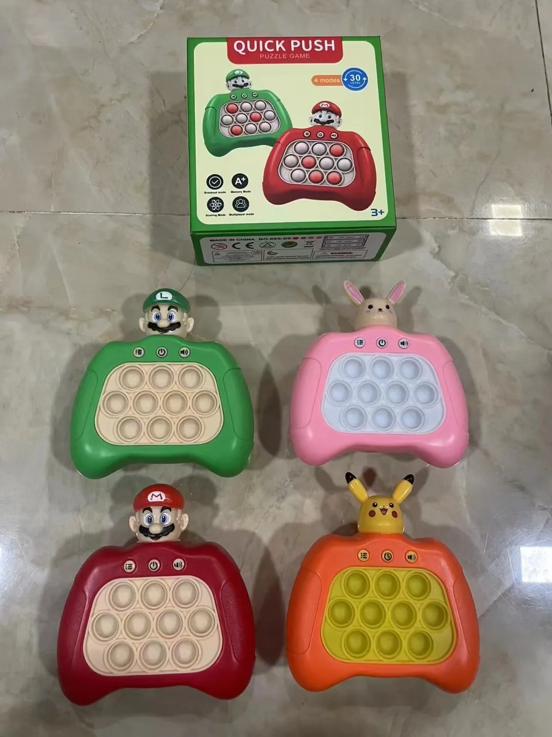 New Release Mario Bros Pichachu Fun Quick Push Game Console With Music