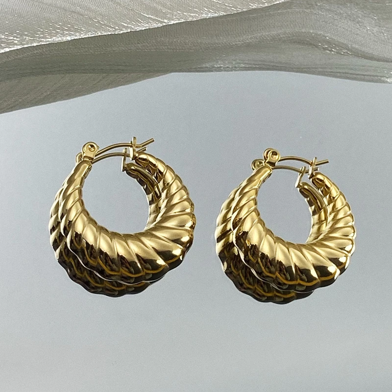 Orecchini Dorati A Cerchio In Oro Intrecciati - Eleganti Orecchini A Goccia Vintage Per Donna - Gioielli In Argento Alla Moda