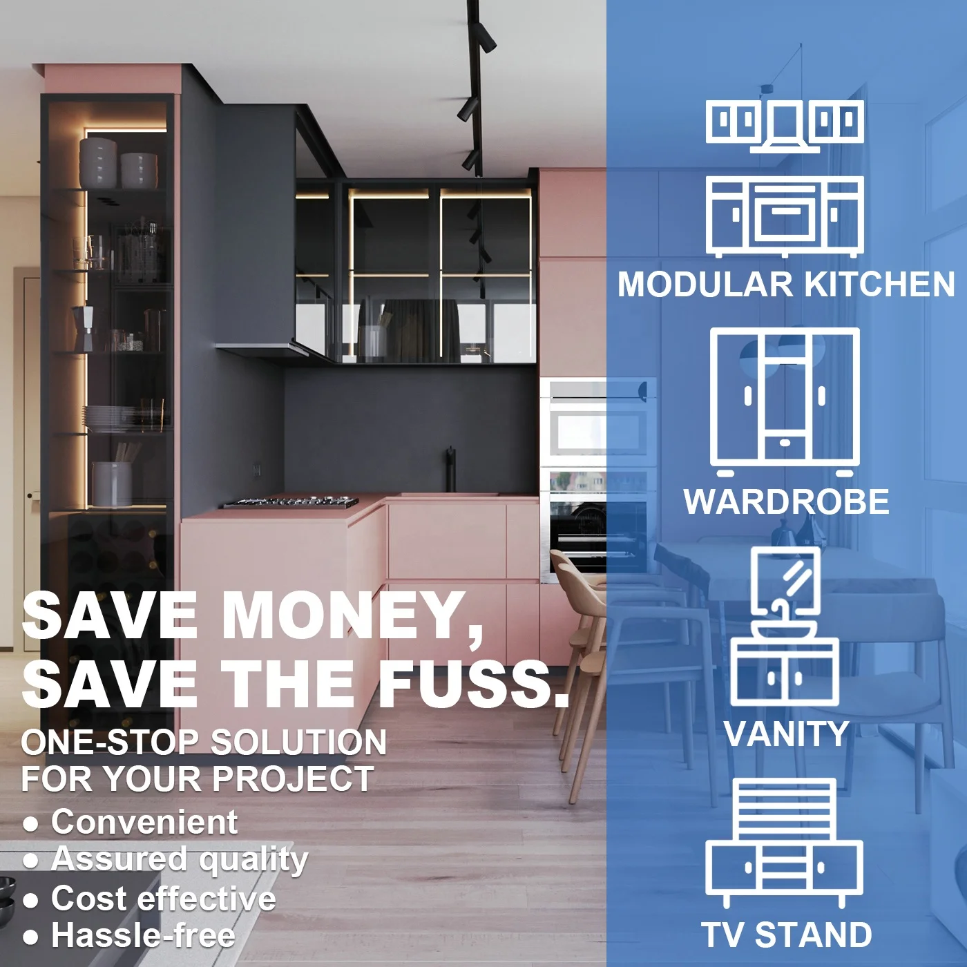 PINAI Cheap Smart Sliding Open Custom Luxury U Shaped Wardrobe Closet
