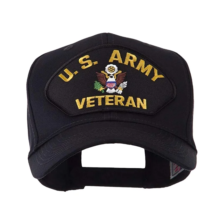 Veteran Logo Military Ball Cap Black Adjustable US USA Army Baseball Cap