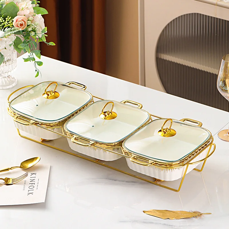 Luxury Porcelain Hot Pots To Keep Food Warm Set 3 In 1 Casseroles ...