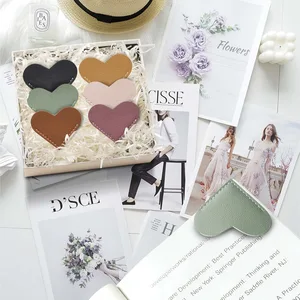 Leather Bookmarks Pu Leather Corner Bookmarks Colorful Heart Bag Bookmarks