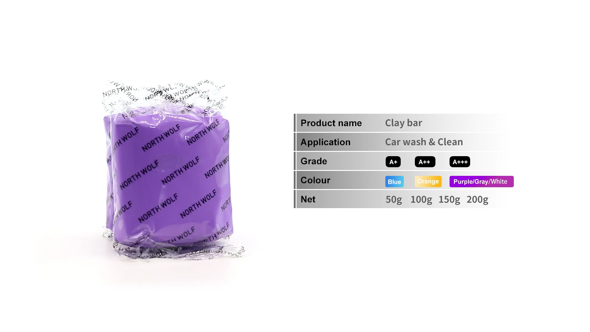 Oem Custom Logo Fine Abrasive Soft Clay Bar Car Detailing 150g Purple