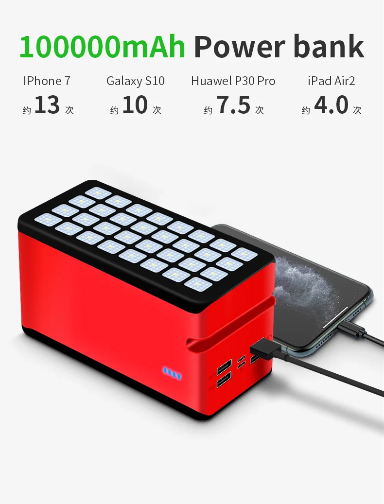 Portable Camping Solar Power Bank 100000mah Ip66 Waterproof 100000mah