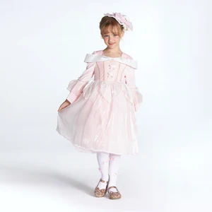 Rose Bow Accent Sequin Fabric Girls Princess Dress for Stage Performance and Birthday Celebrations