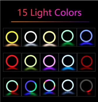 Kaliou I04410inch MJ33 RGB LED Selfie Ring Light 26cm Spotlight Fill Light Lamp Makeup Ringlight Remote Adjustable Dimmable Ring detail image